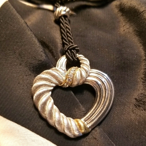JUDITH RIPKA CZ Heart Silk Cord Necklace - Picture 2 of 8
